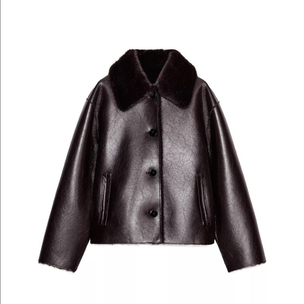 ZARA - REVERSIBLE DOUBLE FACED FAUX LEATHER JACKET